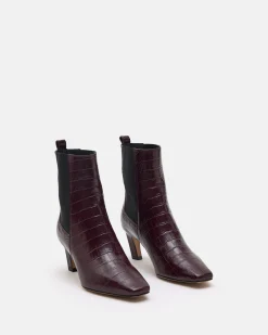 BOTTINES KRISTIN/CROCO POURPRE